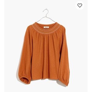 Madewell Superlight Embroidered Smocked Top